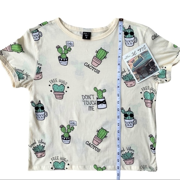 Vibe N’ Happy Cactus Southwestern Desert Cropped Graphic T-Shirt Small NWT - Picture 13 of 15